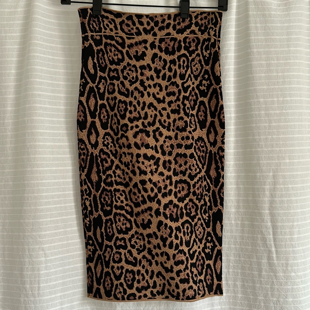 BCBGMaxAzria Leopard Print Bandage Skirt